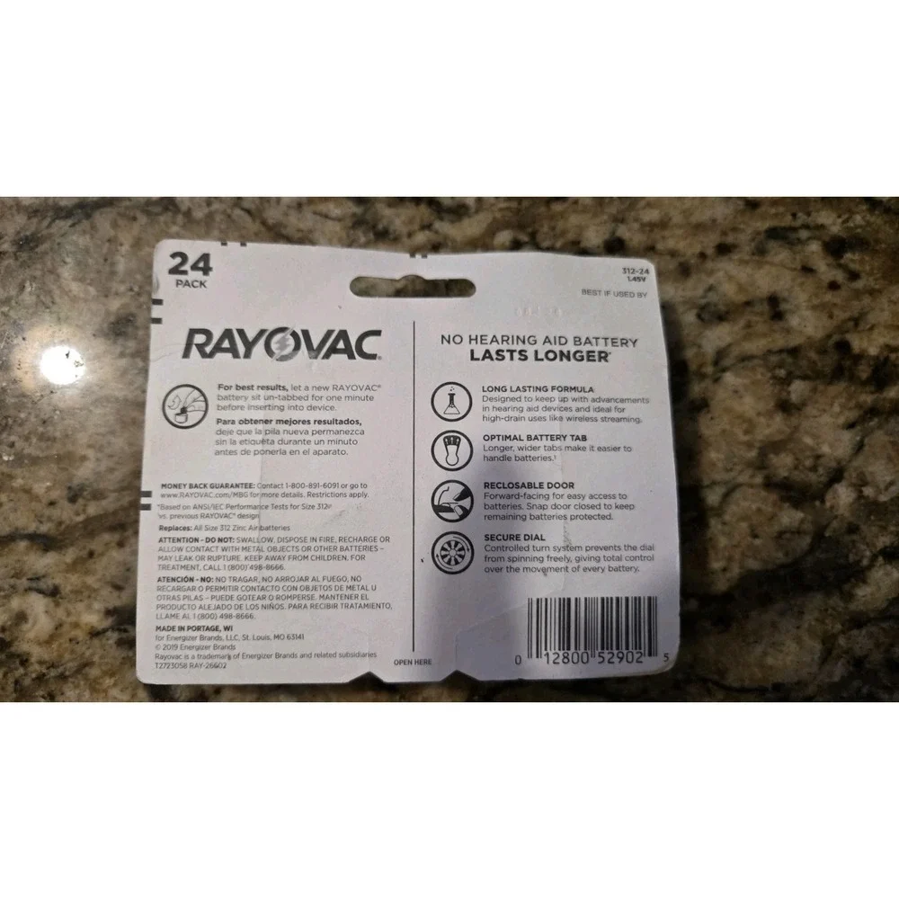 Rayovac And Energizer Size 312 Hearing Aid Batteries 24 Pack Exp‎ 6/26